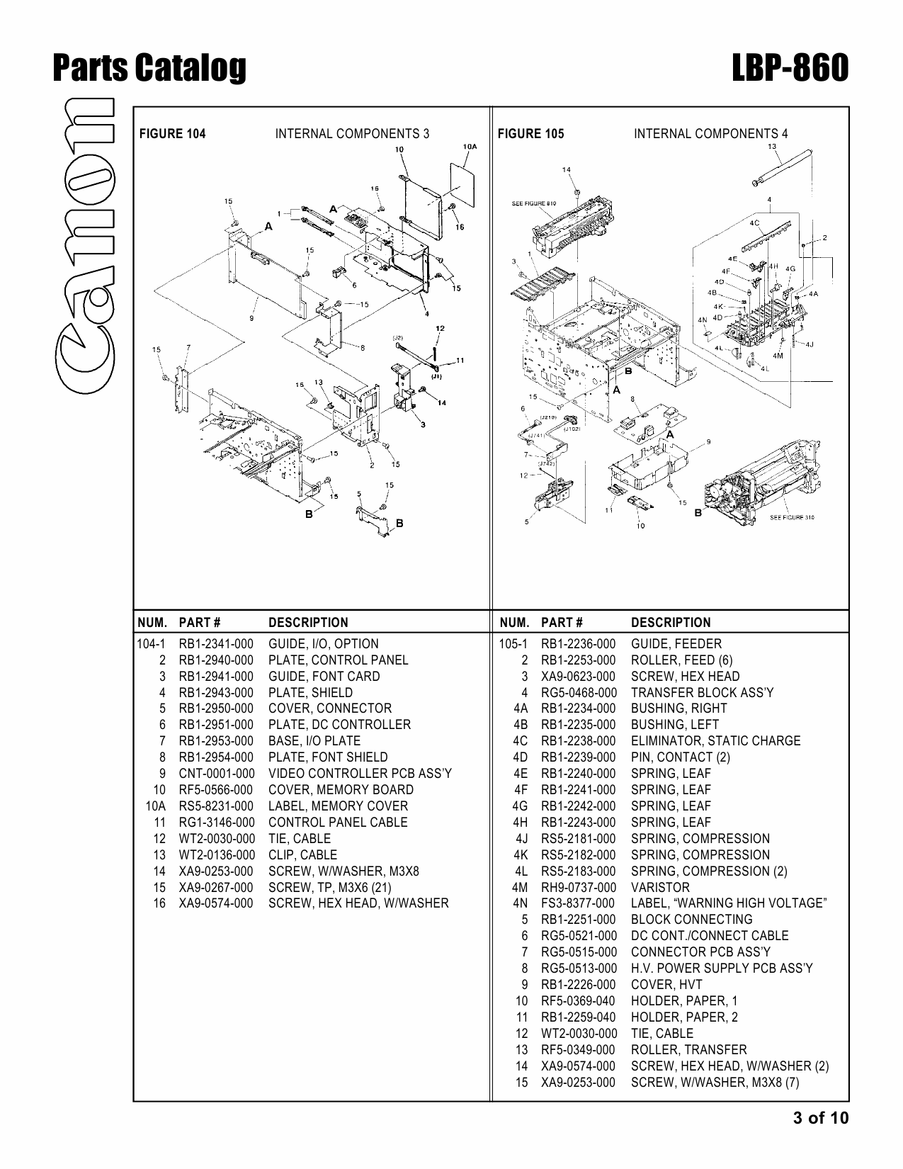 Canon imageCLASS LBP-860 Parts Catalog Manual-3